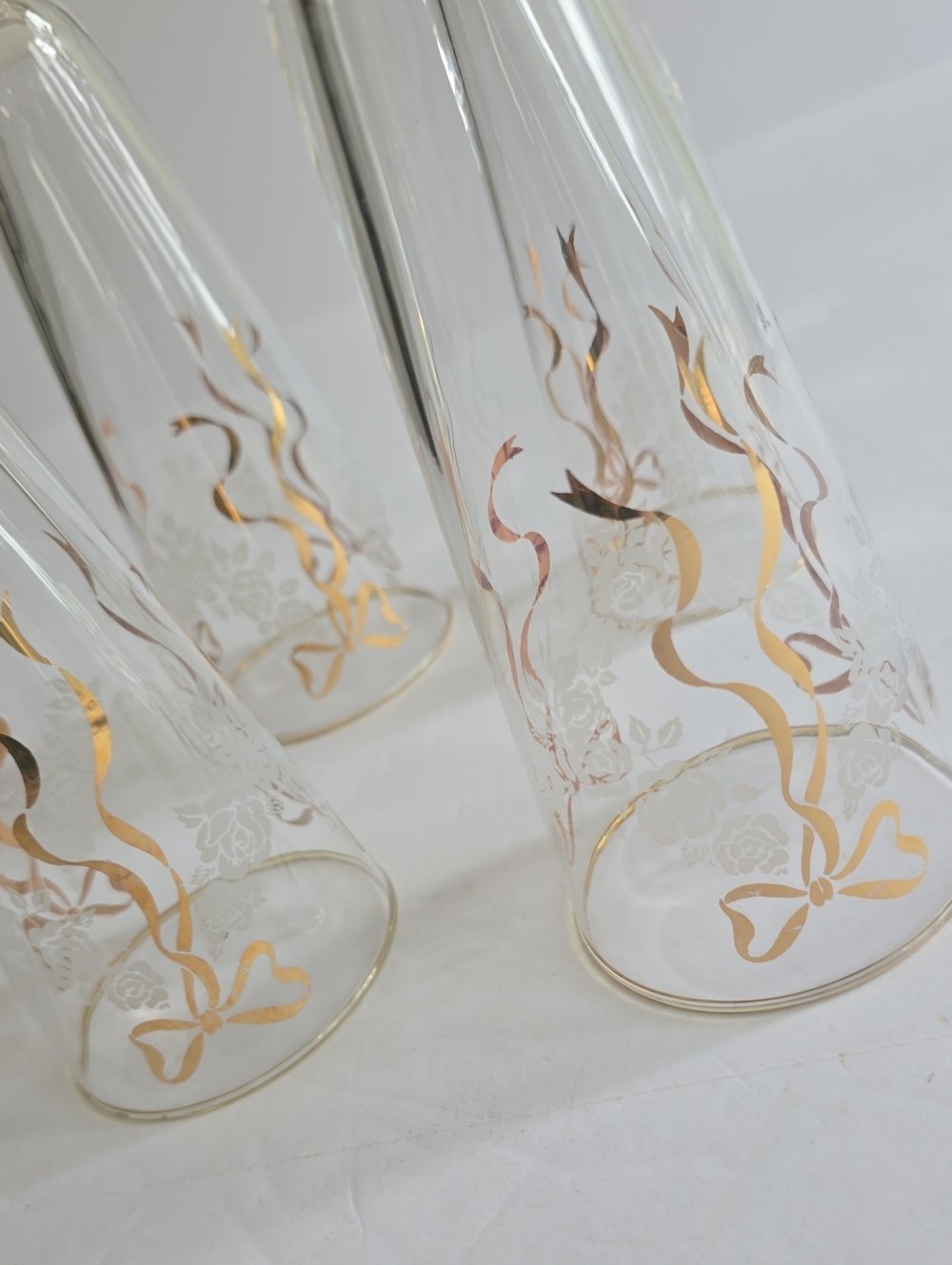 Vintage Libbey Set Of 4 Rose Classic Pilsner Glasses Flutes - Picture 11 of 14